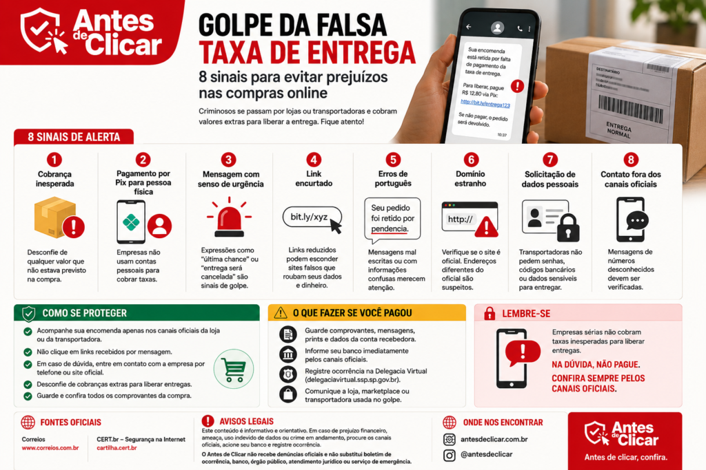 Golpe da falsa taxa de entrega