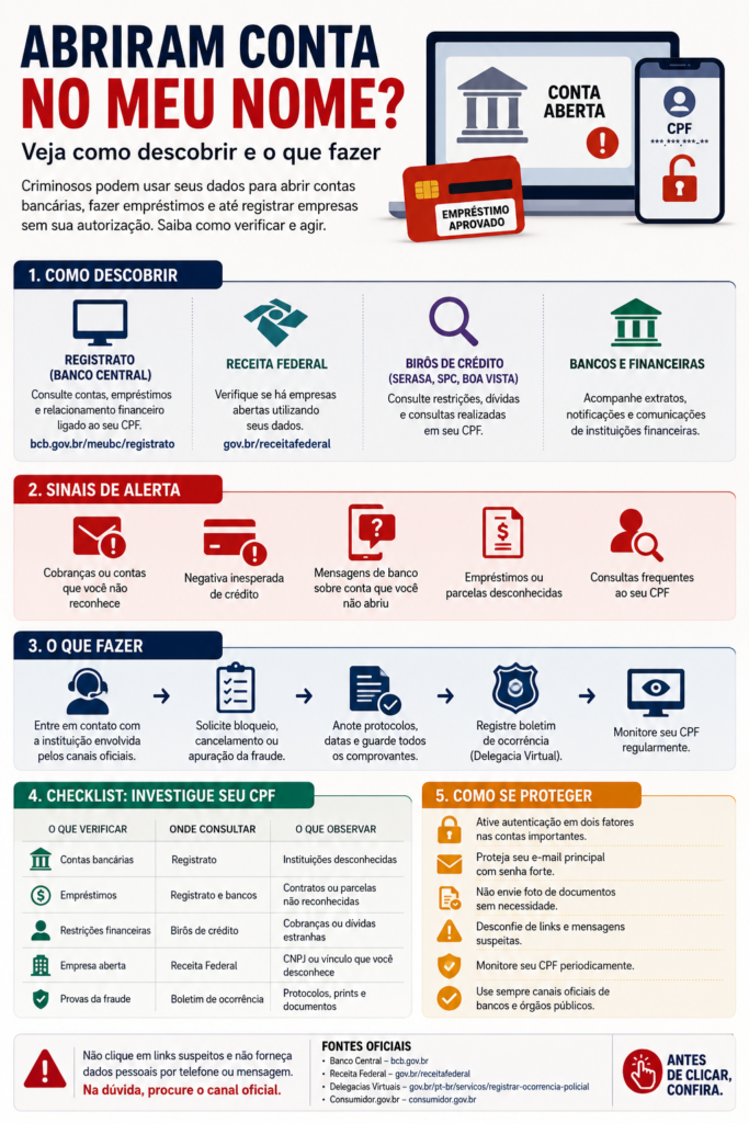 infográfico conta bancária no meu nome