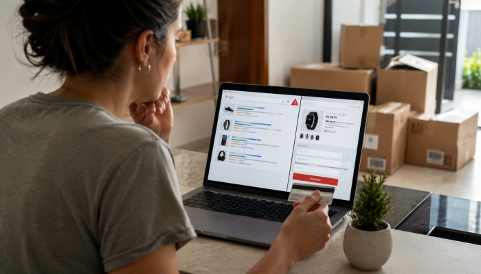 Compra online em ambiente residencial